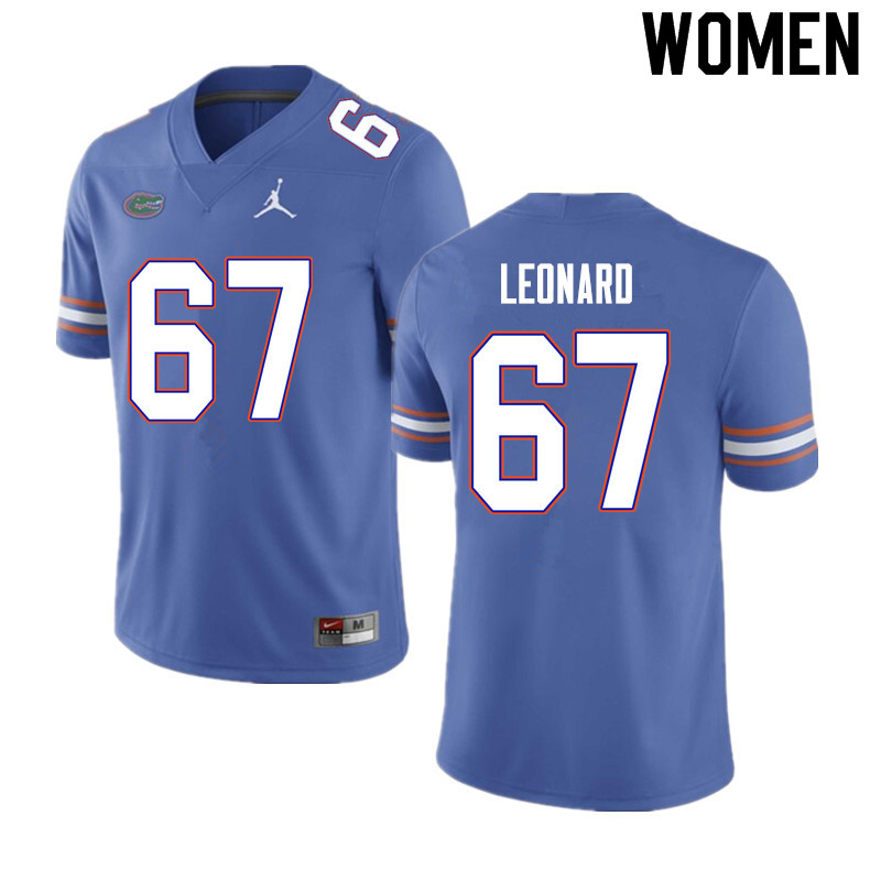 Women #67 Richie Leonard Florida Gators College Football Jerseys Sale-Blue
